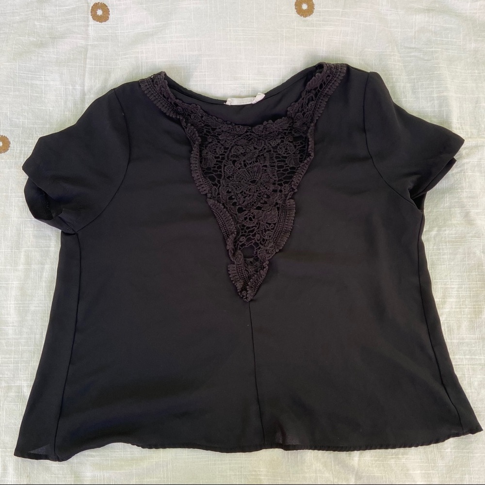 Black Lace Knit Crop